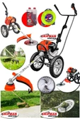 WORKMASTER 2,5 HP Arazi Seti Tekerlekli Tırpan Ot Biçme Makinesi Dal Budama ve Kalın Dikenli Otları Kesme Set - 1