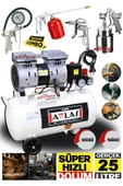 PROXTECH Süper Hızlı Sessiz Dolum 1Hp Gerçek 25 Litre Bakır Sargı Motor Hava Kompresörü 5Li Havalı Combo Set - 1