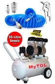 MYTOL 35 lt Ultra Sessiz Yağsız Hava Kompresörü ve 15 mt Hava Hortumu Seti 8 Bar Full Set - 1