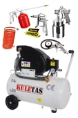 Kuletaş 50 Litre Yağlı Sesli Hava Kompresörü 8 Bar Ve Havalı Alet Seti 5 Parça - 1