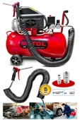 PROXTECH En Çok Tercih Edilen 2HP 50 Litre 8Bar Boya ,Lastik Hava Kompresörü 15Mt Spiral Hortum Stoper Kit - 1