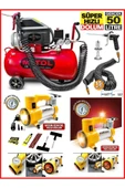 PROXTECH 50 Litre Yağlı Sesli Hızlı Hava Kompresörü 2Hp 8 Bar ve Çakmaklığı Takılan Mini Araç Kompresörü - 1