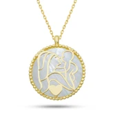 Lucky Life Gümüş Gold Sedef Taşlı Anne Çocuk Sevgisi Kolye - 1