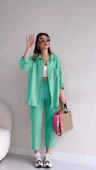 Keten Günlük İkili Takım Elbise Pantolon Gömlek - 1