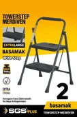 SGS PLUS Sgs1192 Towerstep 2 Basamak Ev Tipi Geniş Basamaklı Metal Merdiven 150 Kg Taşıma Kapasiteli - 1