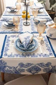 Azure Blue, Yemek Masası, Mutfak Masası Takımı, Masa Örtüsü,Runner,6AmerikanServis,6KumaşPeçete - 5