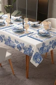 Azure Blue, Yemek Masası, Mutfak Masası Takımı, Masa Örtüsü,Runner,6AmerikanServis,6KumaşPeçete - 1