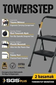 SGS PLUS Sgs1192 Towerstep 2 Basamak Ev Tipi Geniş Basamaklı Metal Merdiven 150 Kg Taşıma Kapasiteli - 3