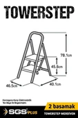 SGS PLUS Sgs1192 Towerstep 2 Basamak Ev Tipi Geniş Basamaklı Metal Merdiven 150 Kg Taşıma Kapasiteli - 2