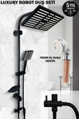 Teknotrust Siyah Robot Duş Seti El Ve Tepe Duş Başlığı Spiral Takımı Banyo Duşu - 1