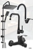 Vsa Siyah Robot Siyah Tepe Yağmurlama Duş Seti Mutfak Banyo Lavabo Bataryası Set - 1