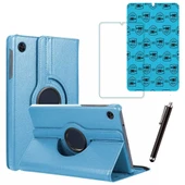 Samsung Galaxy Tab A9 X110 Uyumlu Tablet Kılıfı Cam Ekran Koruyucu Kalem Set - 5