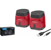 Hadron HD6024R 1+1 2x3W Çıkışlı 3.5mm AUX Ses + USB Güç Beslemeli Bilgisayar Hoparlörü - Kırmızı - 2
