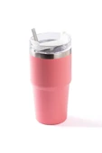 Tantitoni Pembe Paslanmaz Çelik Pipetli Termos Bardak 600ml - 2
