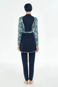 Rozamay 253118 Dooly Lacivert  Tam Boy Lycralı Dijital Desen Tesettür Mayo thumbnail 2