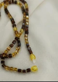 Kolye Kehribar Amber Doğaltaş Küp Kesim Karışık Renkli  Yetişkin Kolyesi - 5