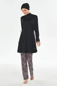 Rozamay 253125 Carter  Siyah Tam Boy Lycralı Dijital Desen Tesettür Mayo thumbnail 5