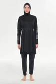Rozamay 253132 Opal   Siyah Tam Boy Lycralı Dijital Desen Tesettür Mayo thumbnail 5