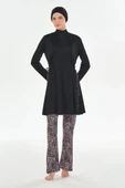 Rozamay 253125 Carter  Siyah Tam Boy Lycralı Dijital Desen Tesettür Mayo thumbnail 7