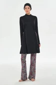 Rozamay 253125 Carter  Siyah Tam Boy Lycralı Dijital Desen Tesettür Mayo thumbnail 6