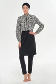 Rozamay 253402 Penelope  Siyah Tam Boy Lycralı Dijital Desen Tesettür Mayo thumbnail 7