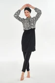 Rozamay 253402 Penelope  Siyah Tam Boy Lycralı Dijital Desen Tesettür Mayo thumbnail 2
