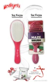 Saç Fırçası Oval Pembe ve Üç Boyutlu Tarama Fırçası Pembe ROSIE Hediyeli thumbnail 1