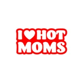 I Love Hot Moms Araba Stickeri 17x17 Cm Kırmızı - 1