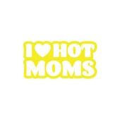 I Love Hot Moms Araba Stickeri 17x17 Cm Sarı - 1