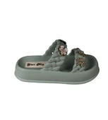 YAZKIŞ Kadın Siyah Krem Yeşil Gri Çift Bantlı Üzeri Taşlı Kauçuk Deniz Plaj Havuz Terlik thumbnail 12