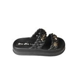 YAZKIŞ Kadın Siyah Krem Yeşil Gri Çift Bantlı Üzeri Taşlı Kauçuk Deniz Plaj Havuz Terlik thumbnail 9