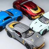 Miniauto 1:24 GTR-50 Diecast Model Araba Sesli Işıklı 20 cm Açılır Kapı Çek Bırak Turkuaz - 7