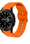 Samsung Galaxy Watch Fe / 4 / 5 / 5 Pro / 6 / 7 40 42 44 46mm Pim Tasarım Tam Uyumlu Silikon Kordon 20mm turuncu - 1