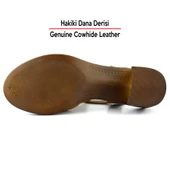 Erkan Saçmacı Elena Taba Hakiki Dana Derisi Delik Detaylı Kalın Topuklu Rahat Günlük Sandalet - 6