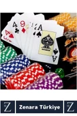 Premium Kilit Sistemli Blackjack Texas Holdem Casino Çift Desteli 300 Çipli Suni Deri Çantalı POKER - 4