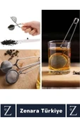 Ergonomik Saplı Çelik İnce Delikli Geniş Kulplu Aromatik Bitki Çayı Demleme Süzgeci - 2