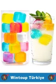 Yıkanabilir Tekrar Kullanılabilir Buzluk Banyo Havuz Kokteyl Serinlik Pratik Renkli Buz Küpü 20Adet thumbnail 2