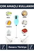 Ergonomik Çelik Uç Soğuk Kahve Süt Köpürtücü Sos Krema Mama Yumurta Çırpıcı Pilli Pratik Mini Mikser - 2