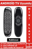 Premium Çok Fonksiyonlu 2.4g Kablosuz Air Mouse ANDROID TV Uyumlu Q Klavyeli Mini Uzaktan Kumanda - 1