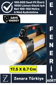 Profesyonel Kamp Avcı Güvenlik Deprem 6 Modlu 1000 Lümen Güçlü Beyaz Işık Şarjlı Projektör El Feneri - 1