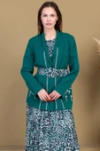Leopar Desenli Ceketli Üçlü Takım 4715-Zümrüt Yeşili - 2