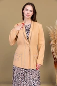 Leopar Desenli Ceketli Üçlü Takım 4715-Camel - 2