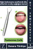 Premium Hijyenik Diş Sağlığını Koruyan Ağız Kokusu Önleyen Paslanmaz Çelik Dil Temizleyici - 1