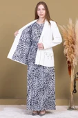 Leopar Desenli Ceketli Üçlü Takım 4715-Beyaz - 4