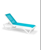 Omnipazar SY-2534 Beyaz-Turkuaz Royal Fileli Lüks Şezlong 2'li Set - 2