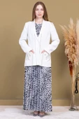 Leopar Desenli Ceketli Üçlü Takım 4715-Beyaz - 2