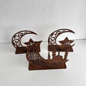 3'lü Dekor Tealight Mumluk Kahverengi Ramazan Ayına Özel - 3