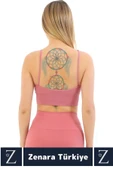 Premium Göğüs Toparlayan Sarkma Önleyen Gündelik Spor Kullanım İnce Askı Pedli Çizgili Crop Büstiyer - 3