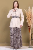 Leopar Desenli Ceketli Üçlü Takım 4715-Bej - 1