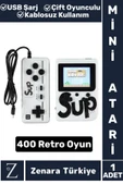 Taşınabilir USB Şarjlı Çift Oyunculu Mario Street Fighter Nostalji Retro 400 Oyunlu Mini Atari thumbnail 1
